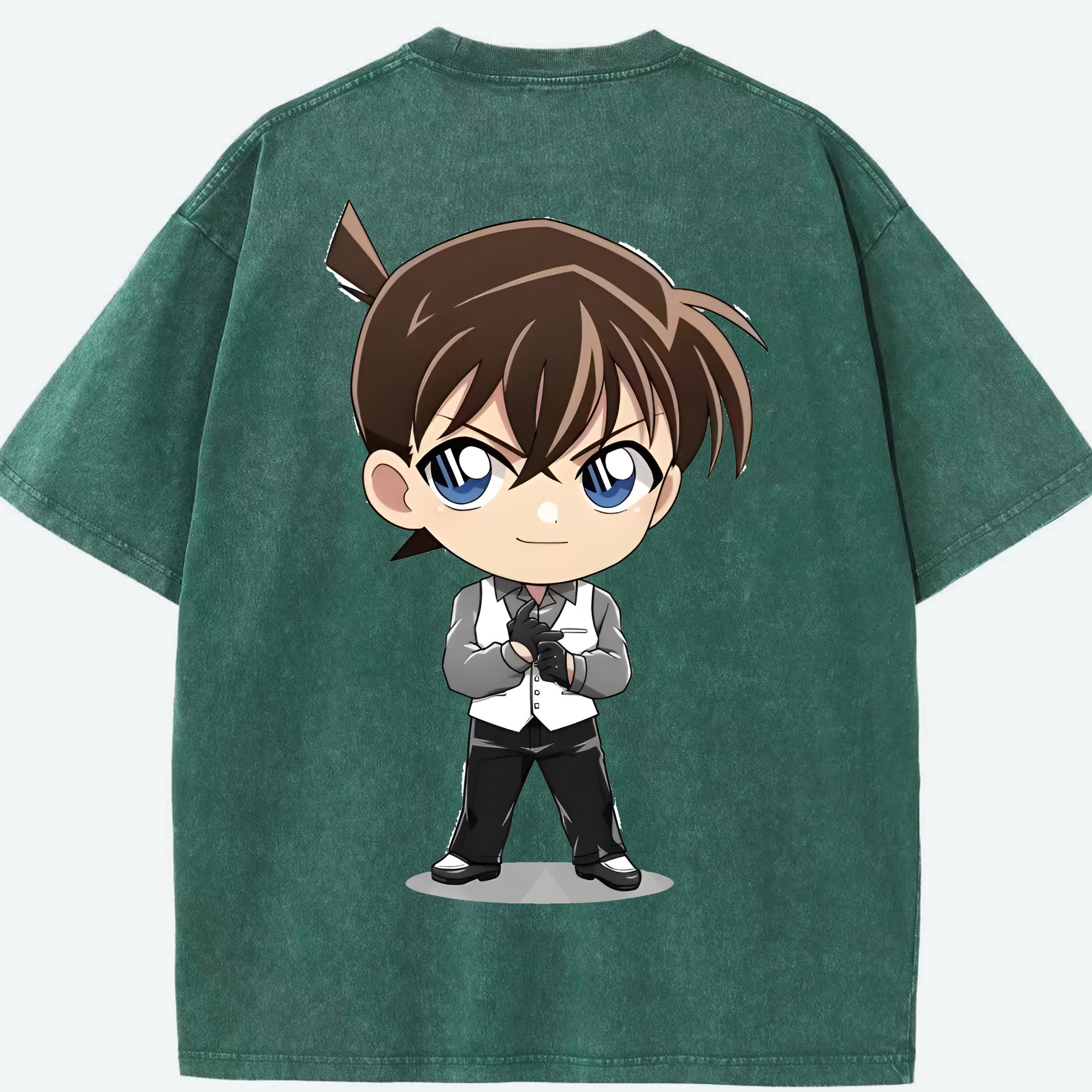 （画像用） 名探偵コナン 江戸川 コナン Detective Conan Conan Edogawa 綿100% ヴィンテージ風 半袖Tシャツ（背面プリント）